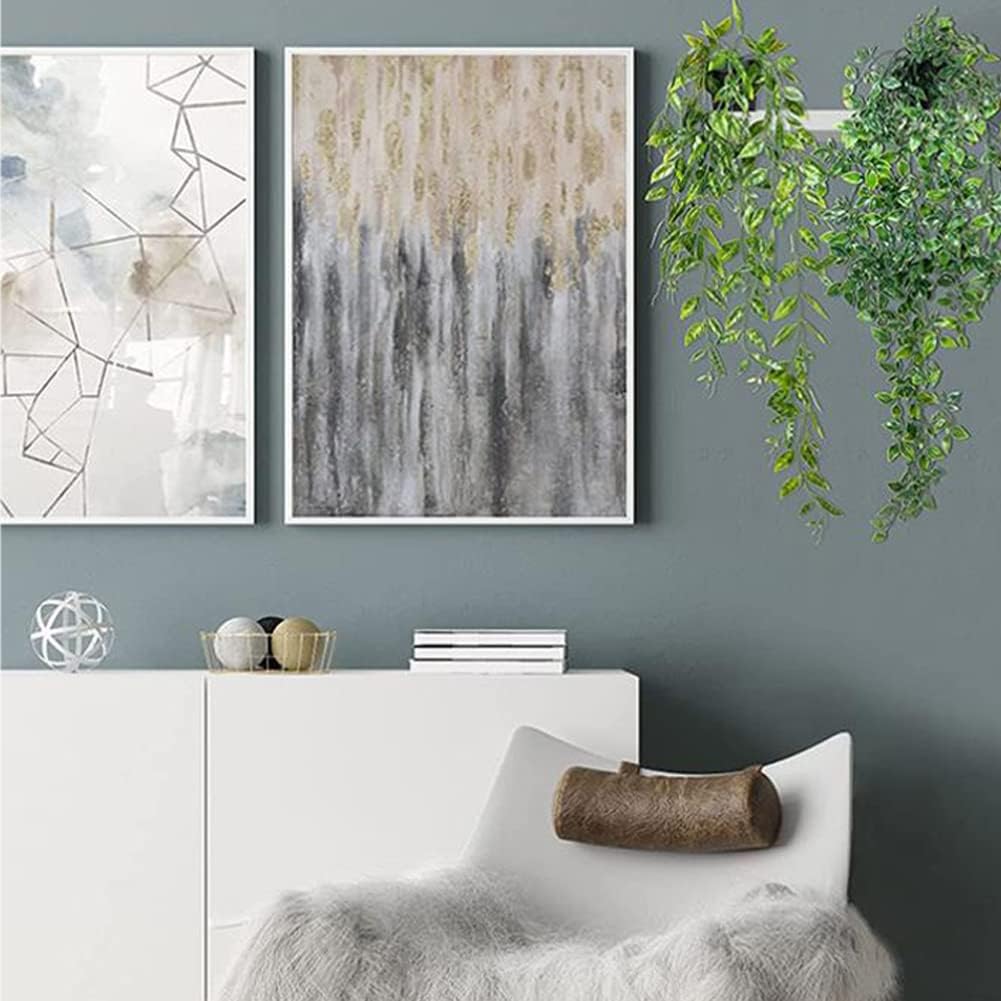 2Pcs Hanging Artificial Plants in Pots Faux Greenery Decor