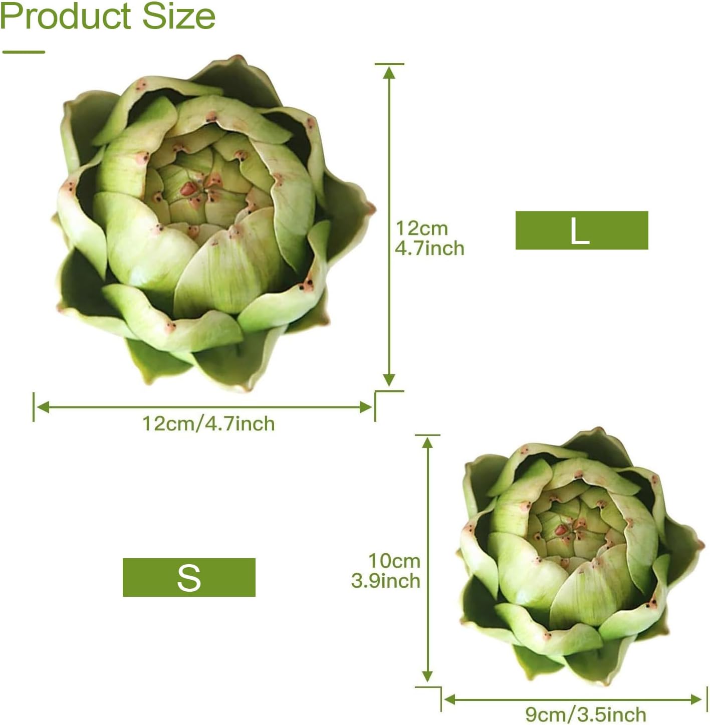 Realistic Artificial Artichoke Green Large 6PCS