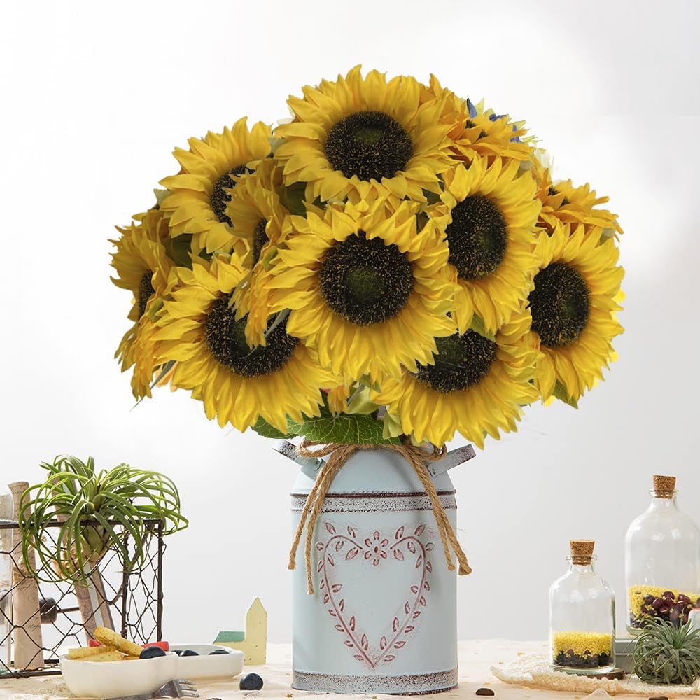 12PCS Artificial Sunflowers Silk Flower Wedding Decorations