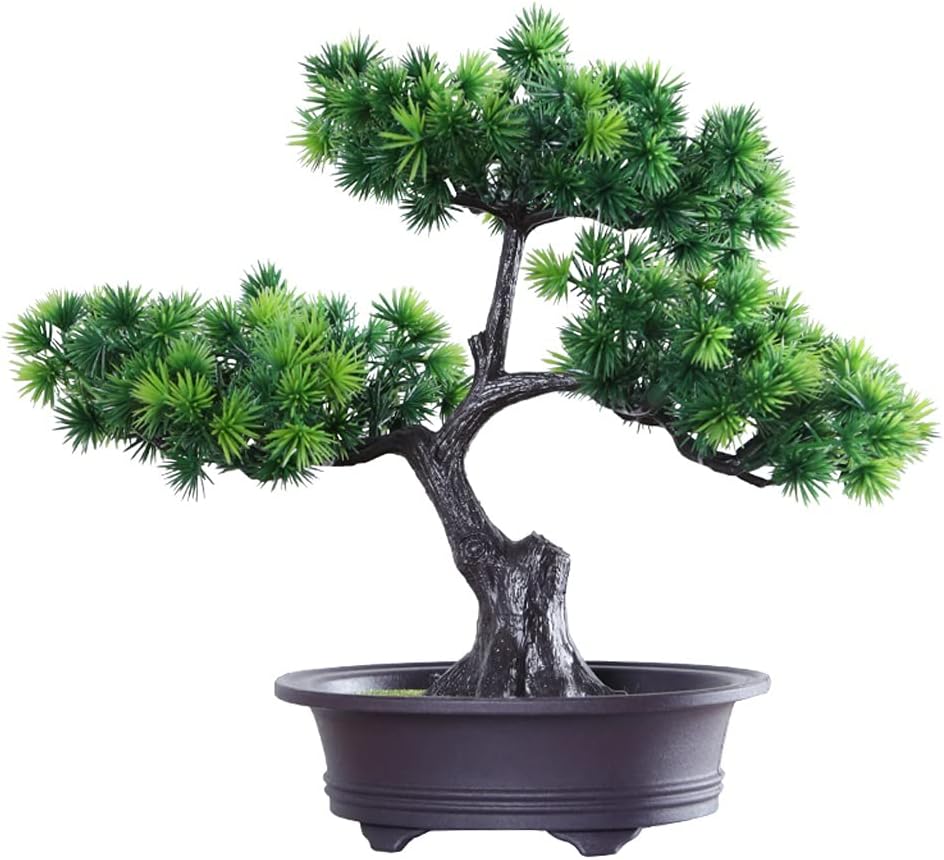 Artificial Bonsai Tree with Realistic Pine Needles and Resin Trunk