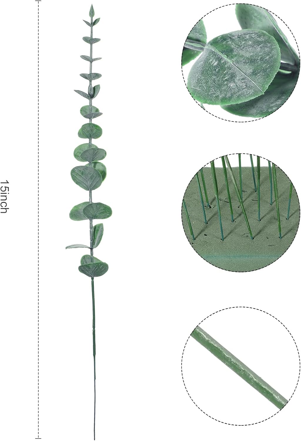 200 Pcs Dark Green Artificial Eucalyptus Stems