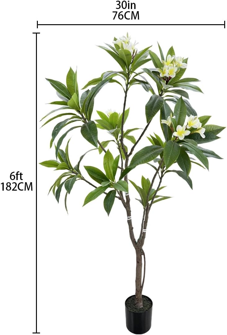 Alonfale 6FT Artificial Plumeria Tree with Concrete Base
