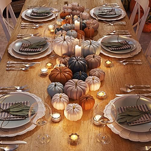 Sumind 24 Pcs Halloween White Artificial Pumpkins Decor