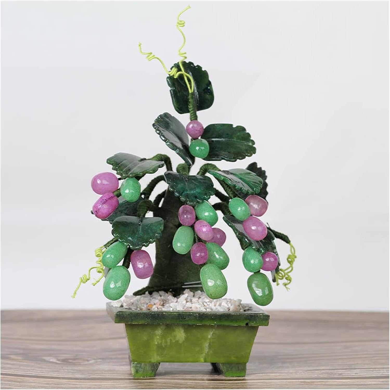 Artificial Bonsai Tree Tabletop Decor with Jade Carving