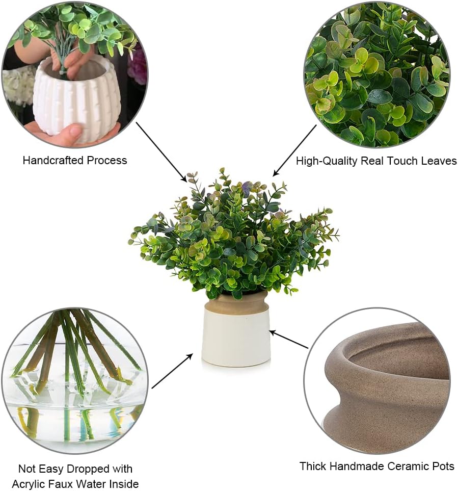 Artificial Eucalyptus Topiary in White Ceramic Pot