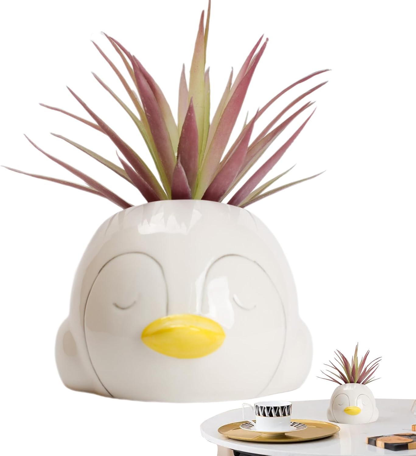 Cute Artificial Penguin Plant Basin for Home Decor