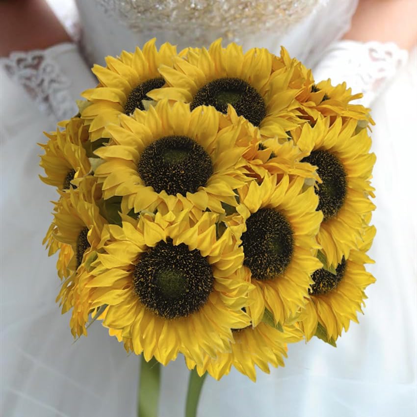 12PCS Artificial Sunflowers Silk Flower Wedding Decorations
