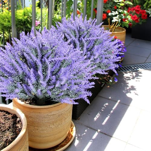 Yunlly 2 Pack 18 Inches Artificial Lavender Topiary Ball Trees