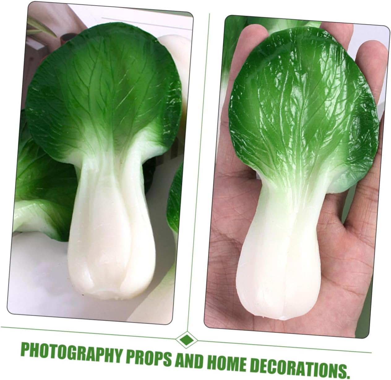 3pcs Artificial Green Leaf Lettuce Decor for Kitchen