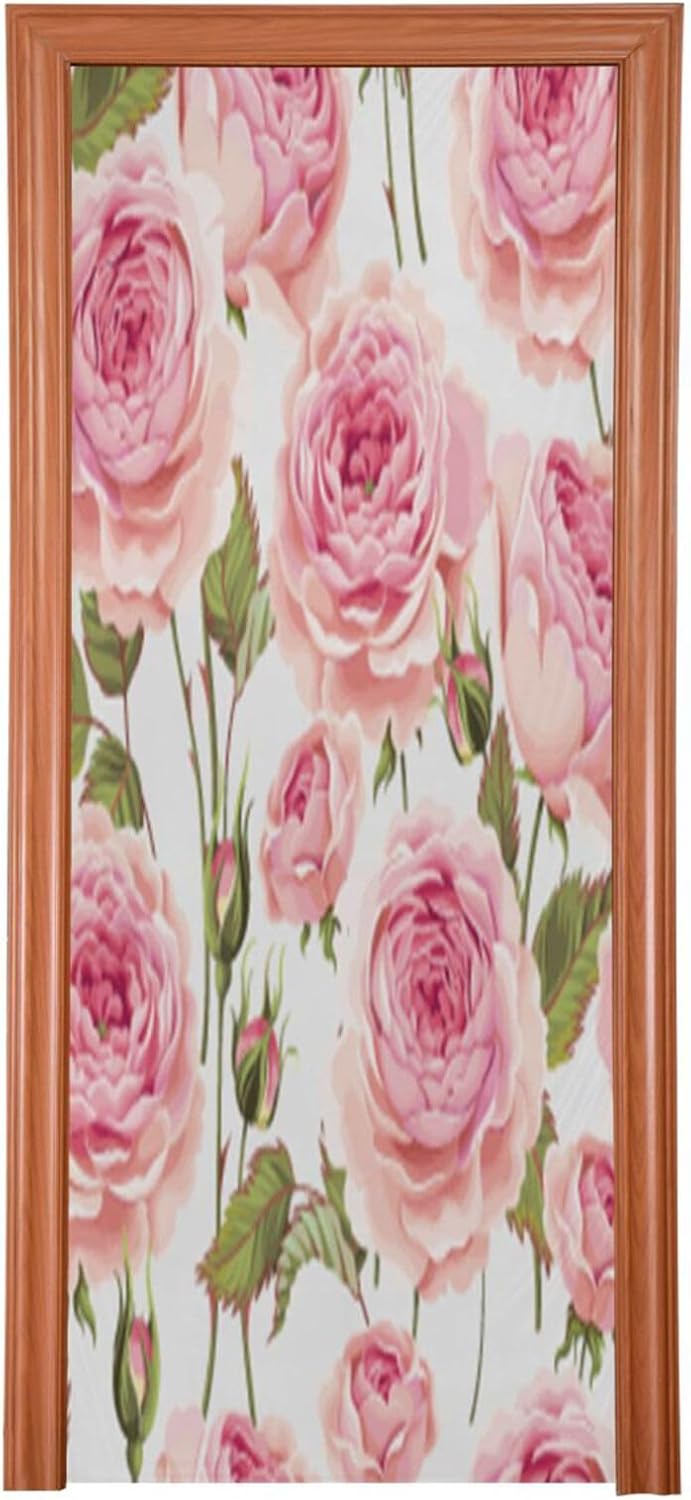 Susiyo Retro Pink Rose Halloween Door Cover