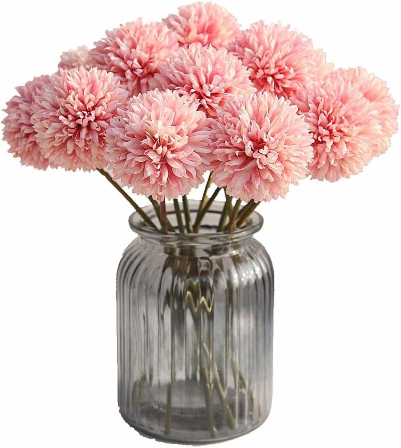 HoYuanFlo Light Pink Artificial Chrysanthemum Bouquet 10pcs