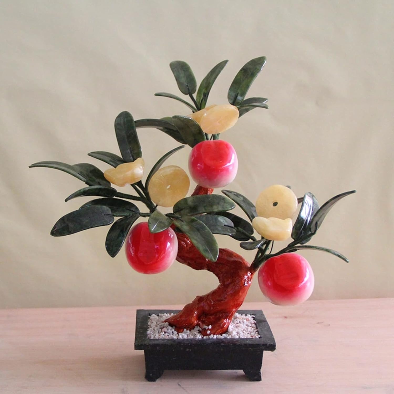 Artificial Jade Bonsai Tree with Wealth Symbol for Home Office