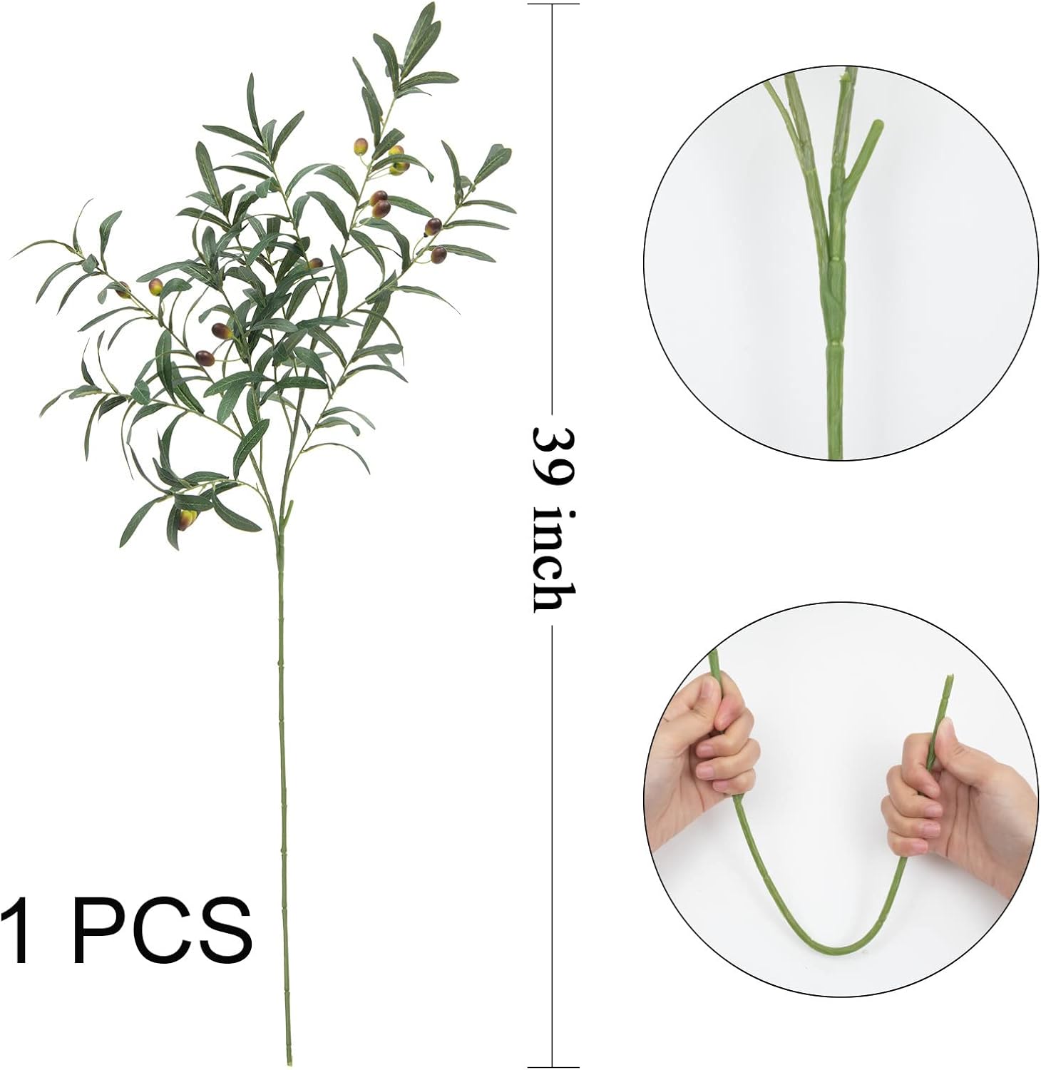 SHACOS 3 PCS 39 Inch Artificial Olive Tree Branches