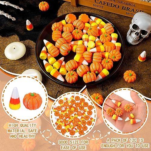Wettarn 120 Pcs Halloween Resin Candy Corn Decor