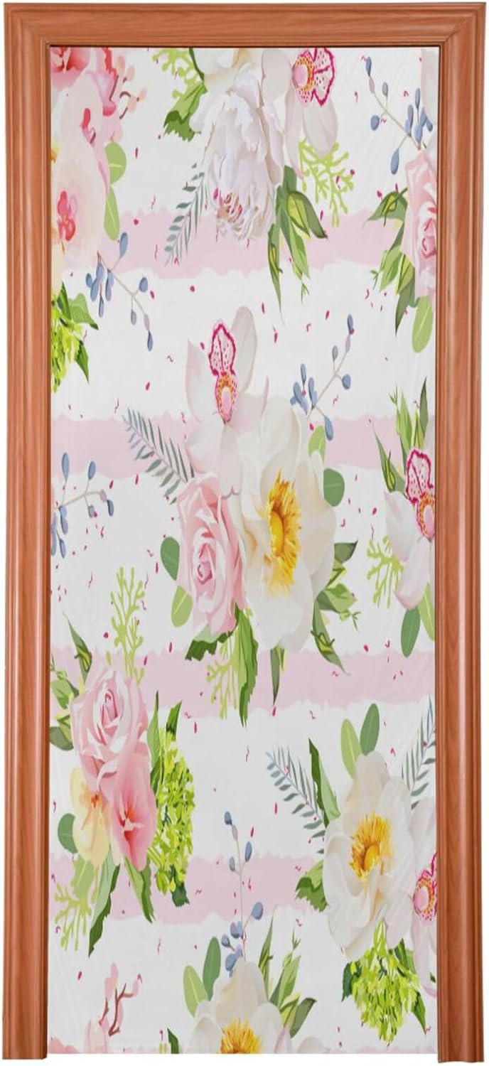 Susiyo Summer Garden Flowers Door Cover Washable High Elastic