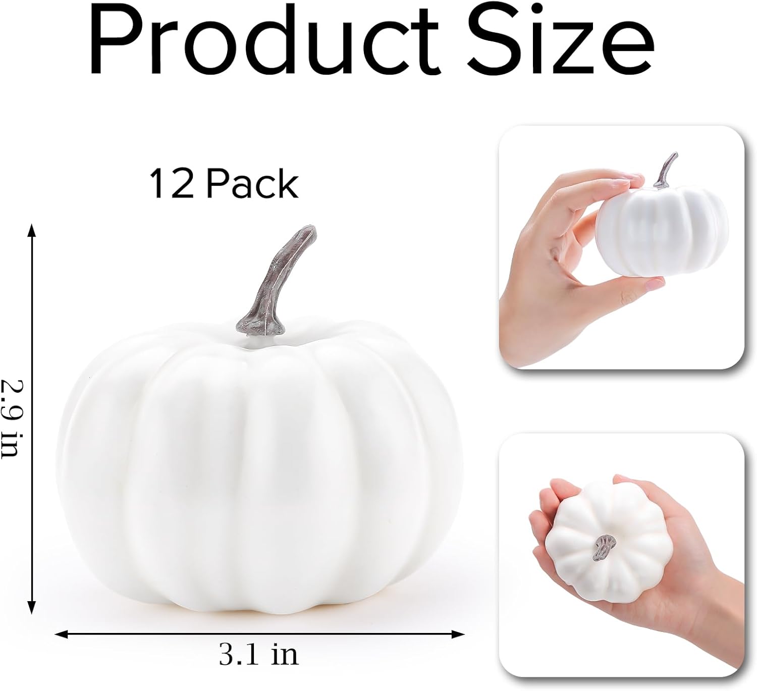 GlyinnHe 12PCS White Artificial Pumpkins for Halloween Decor