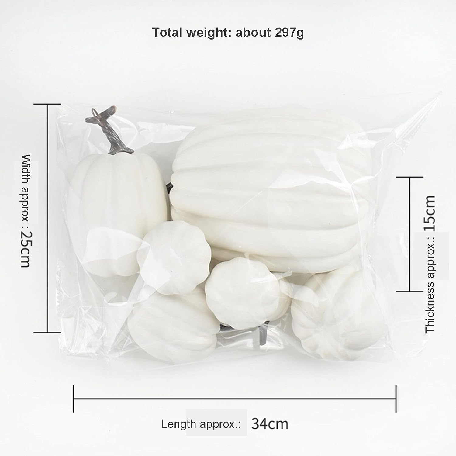 7PCS Artificial Pumpkins Fall Decor Set White