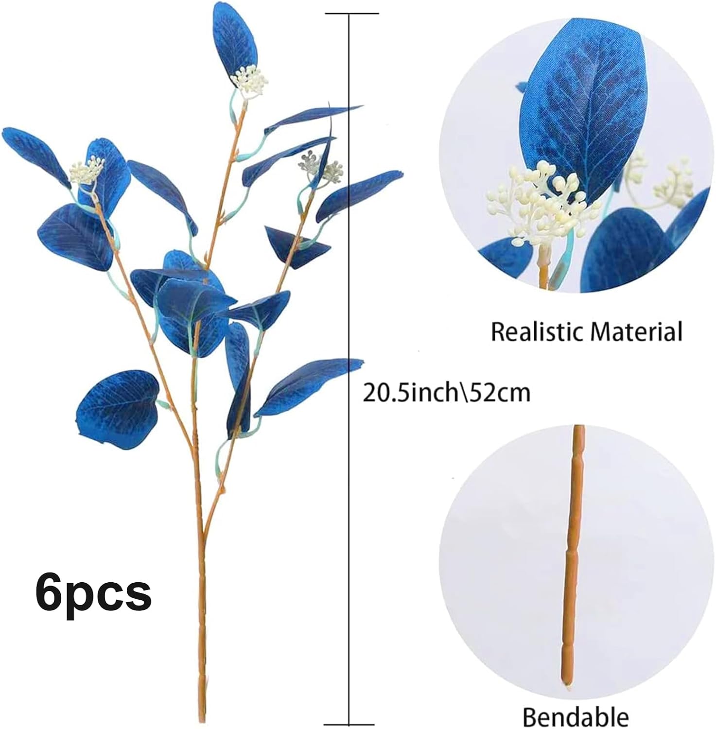GTIDEA 6PCS Artificial Eucalyptus with Seeds Greenery Stems
