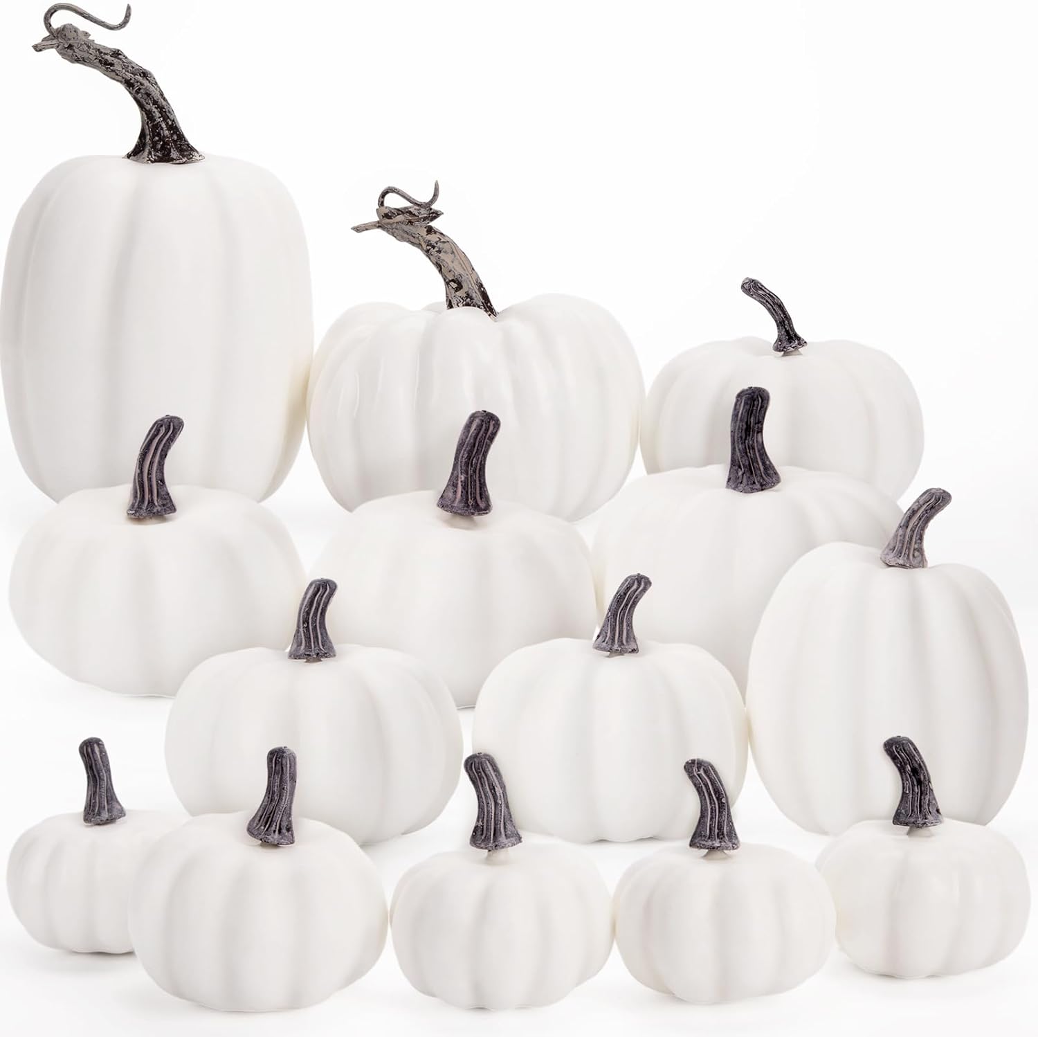 DomeStar 14PCS White Foam Pumpkins for Halloween Decorations