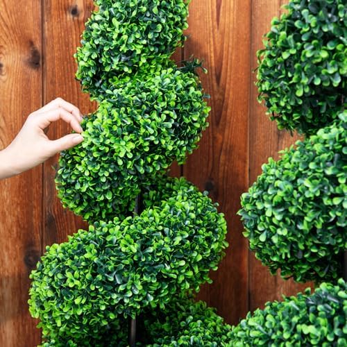 2-Pack Faux Boxwood Spiral Topiary Trees 3ft Tall