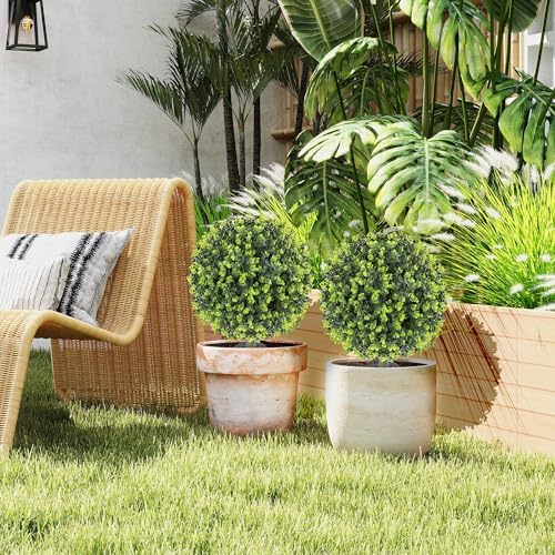 HOMCOM Artificial Boxwood Topiary Ball with Ground Stake