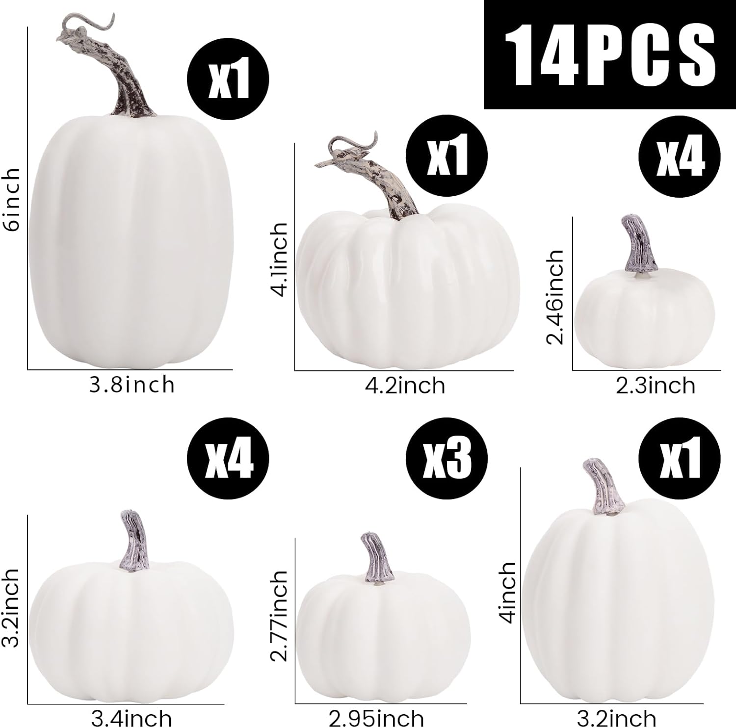 DomeStar 14PCS White Foam Pumpkins for Halloween Decorations