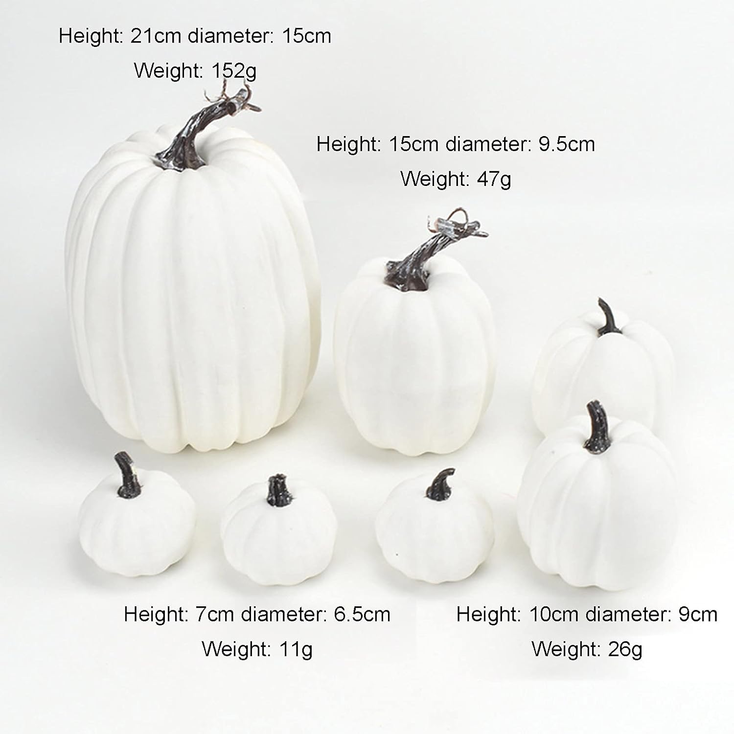 7PCS Artificial Pumpkins Fall Decor Set White