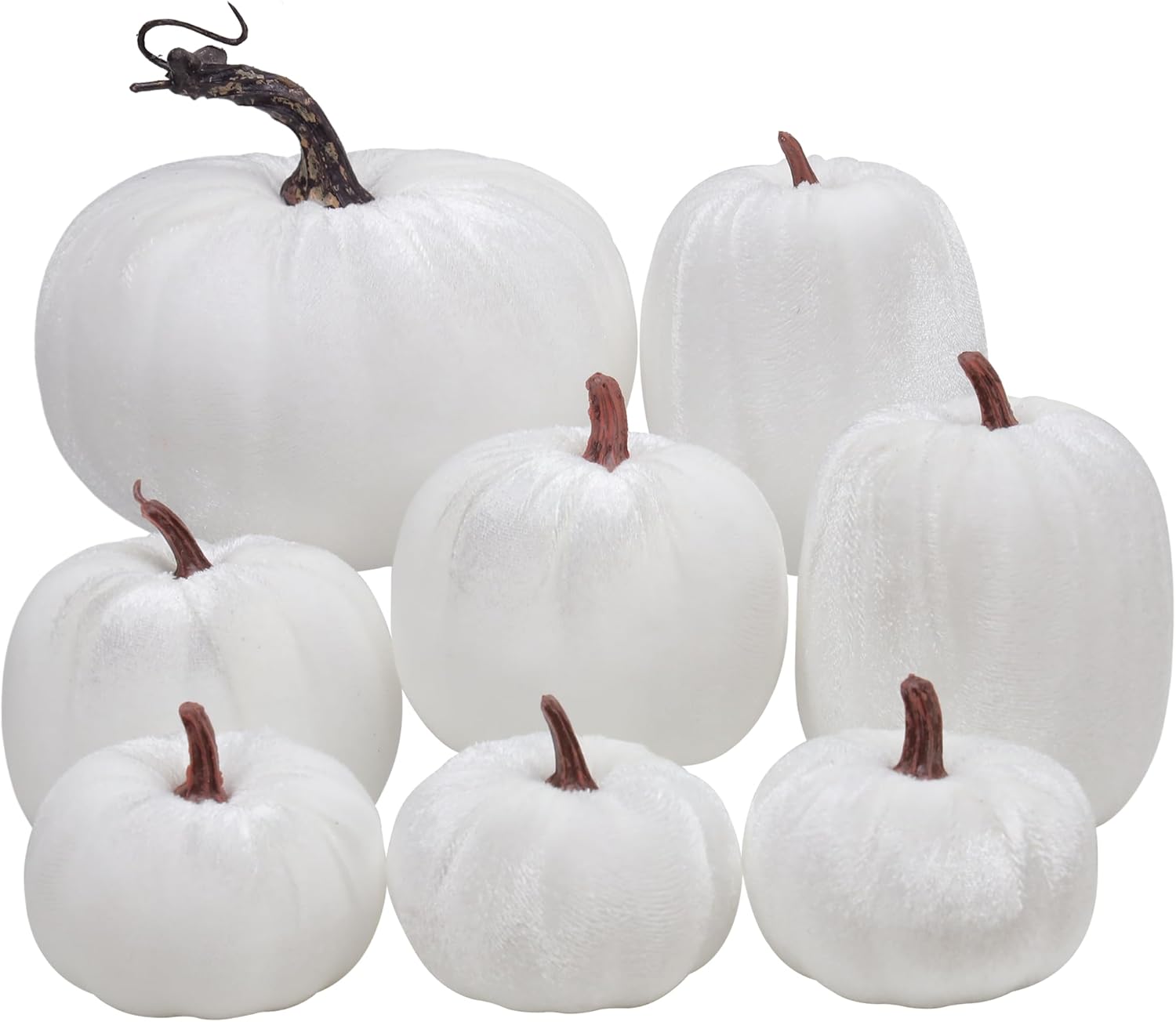 8pcs Artificial Velvet Pumpkin Halloween Decoration Set