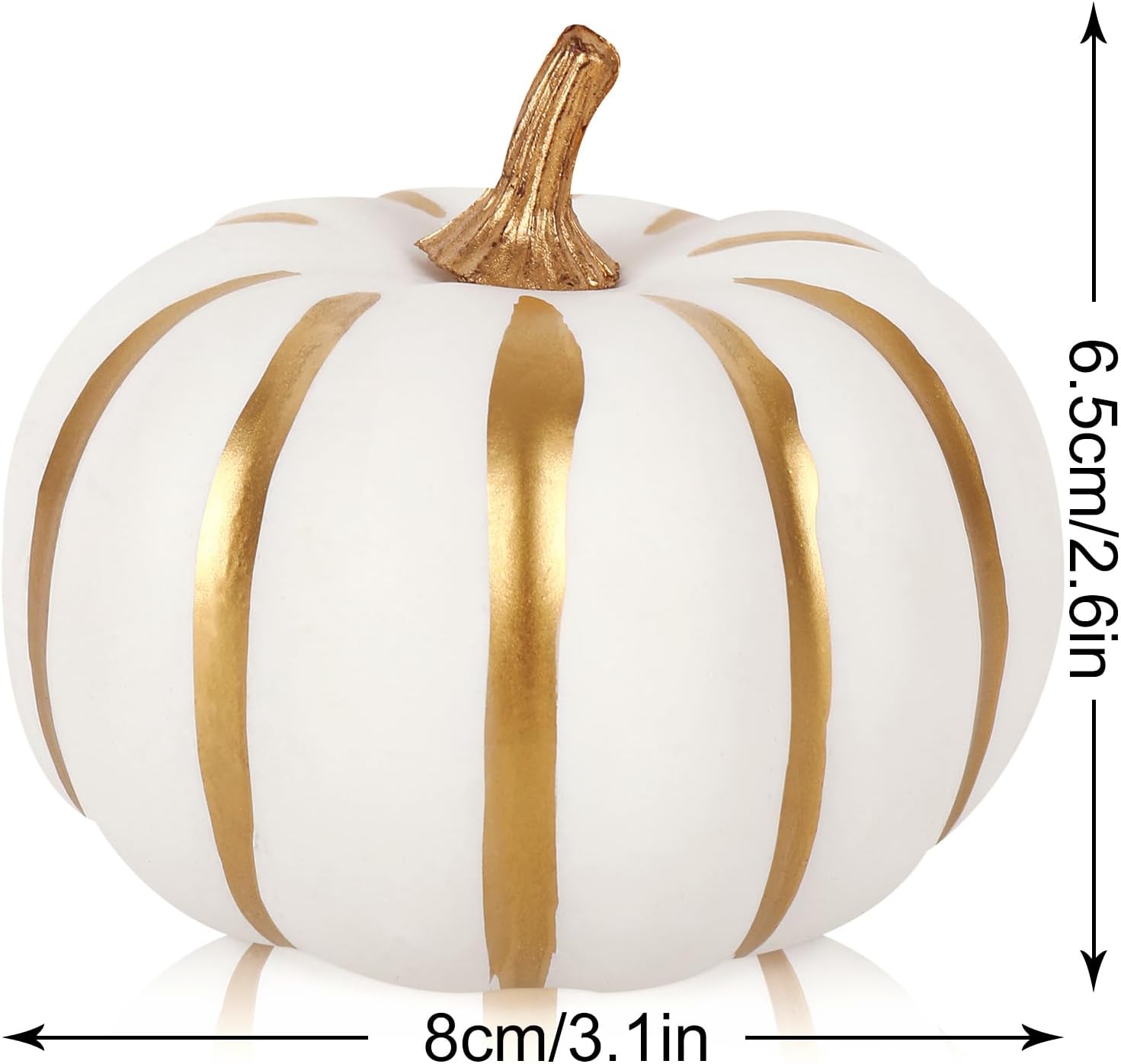 Whaline White Artificial Pumpkins 12Pcs with Gold Edges