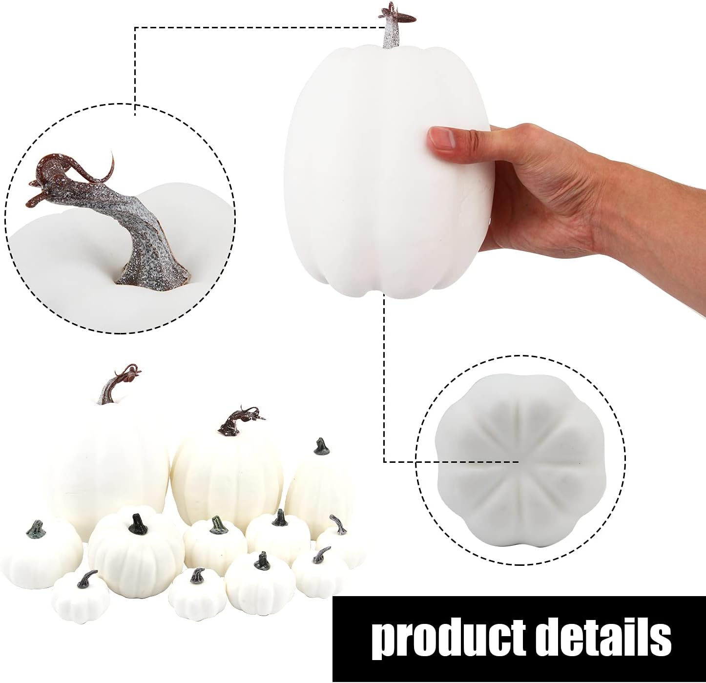 CCINEE 12PCS White Foam Pumpkins for Halloween Decorations