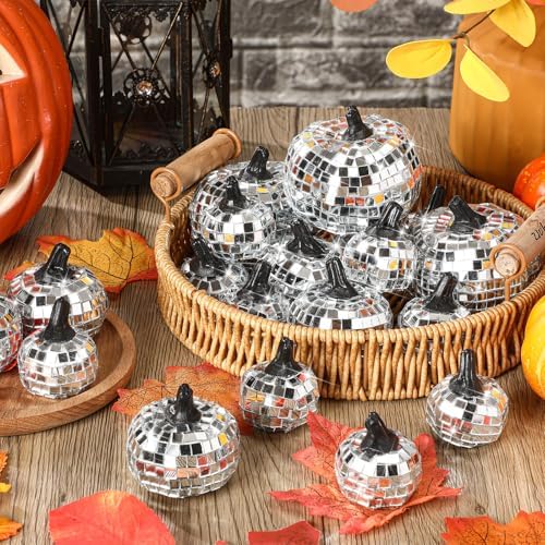 Geelin 20 Pcs Silver Disco Pumpkins Decor