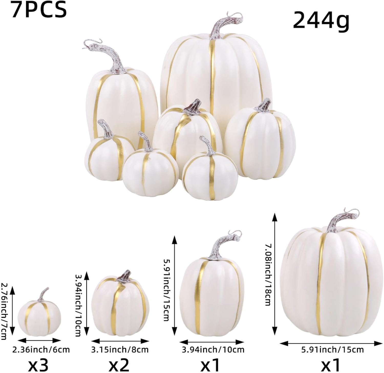 7X Artificial Foam Pumpkins for Halloween Kitchen Decor