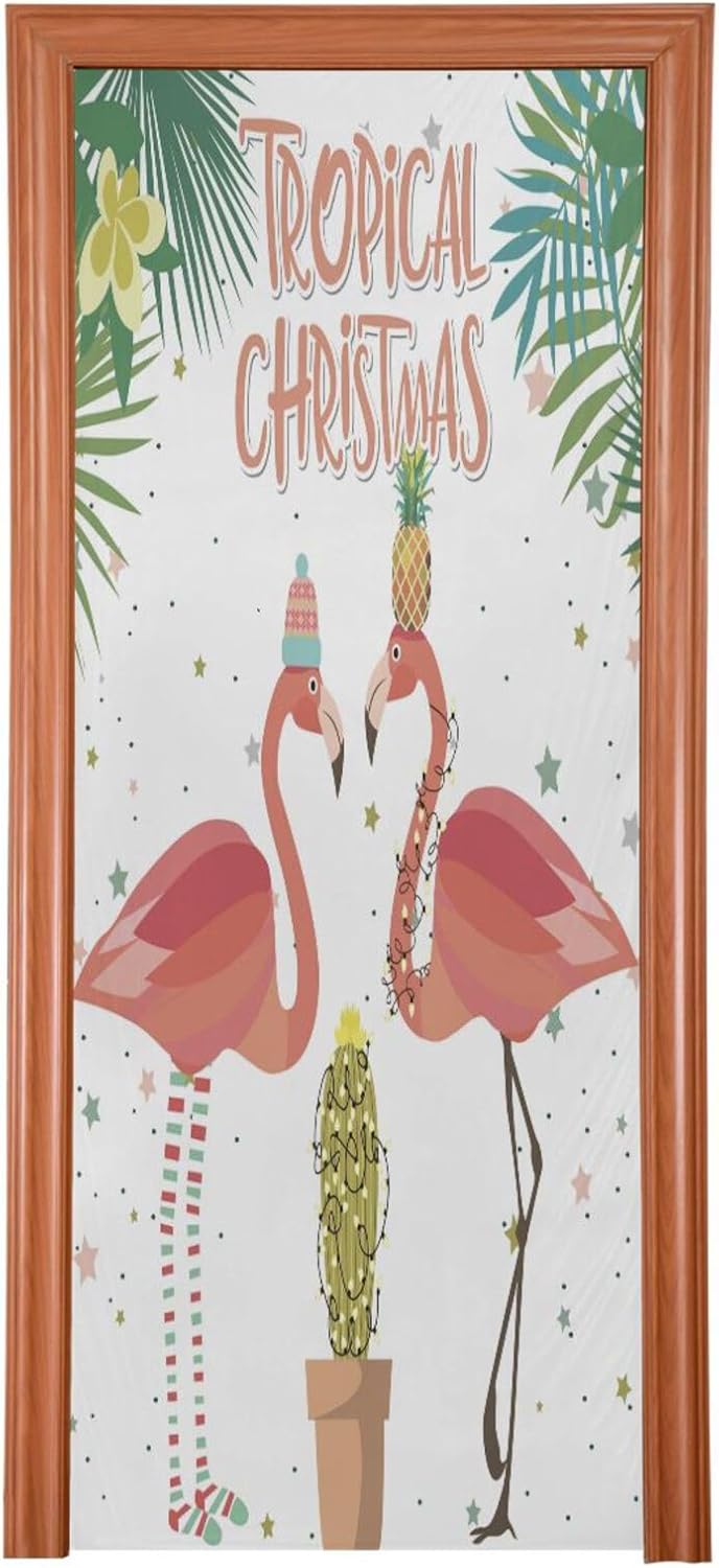 Susiyo Tropical Tree Flamingo Door Cover 35x79 Inch 1