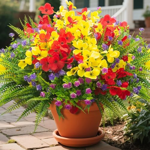 20 Packs Artificial Flowers for Outdoor Decor