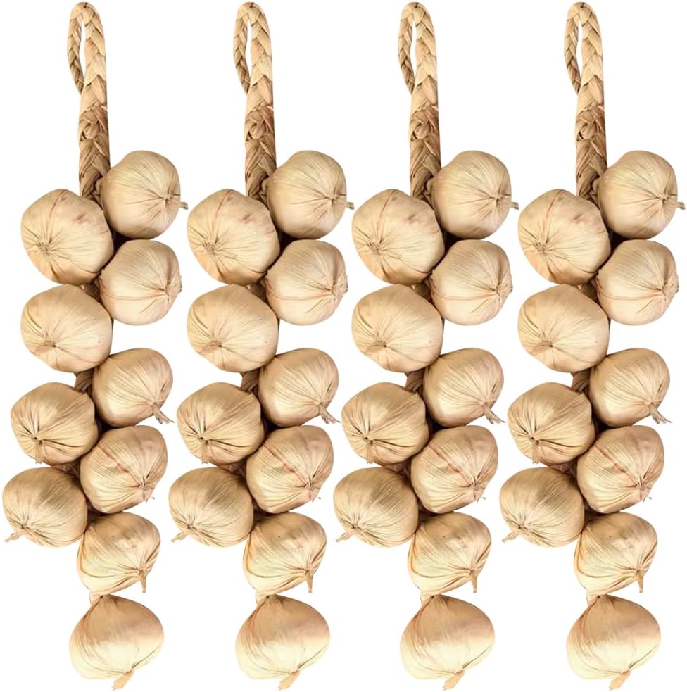 4 Strings Artificial Garlic Hanging Decoration Props