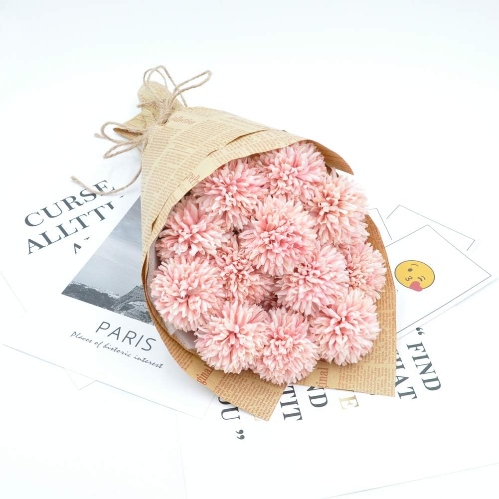 HoYuanFlo Light Pink Artificial Chrysanthemum Bouquet 10pcs