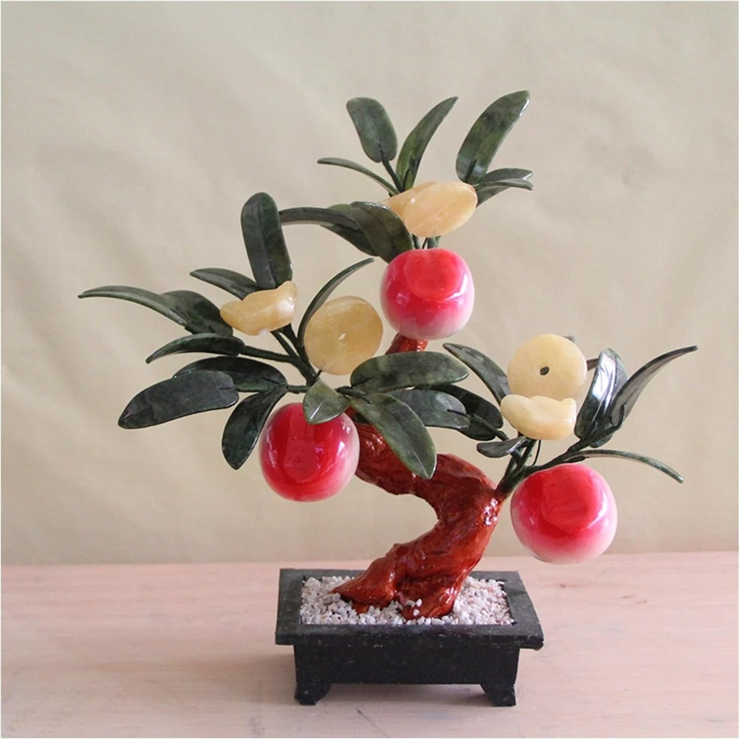 Artificial Jade Bonsai Tree with Wealth Symbol for Home Office