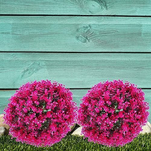 LIOOBO Artificial Topiary Balls Purple Eucalyptus Decor