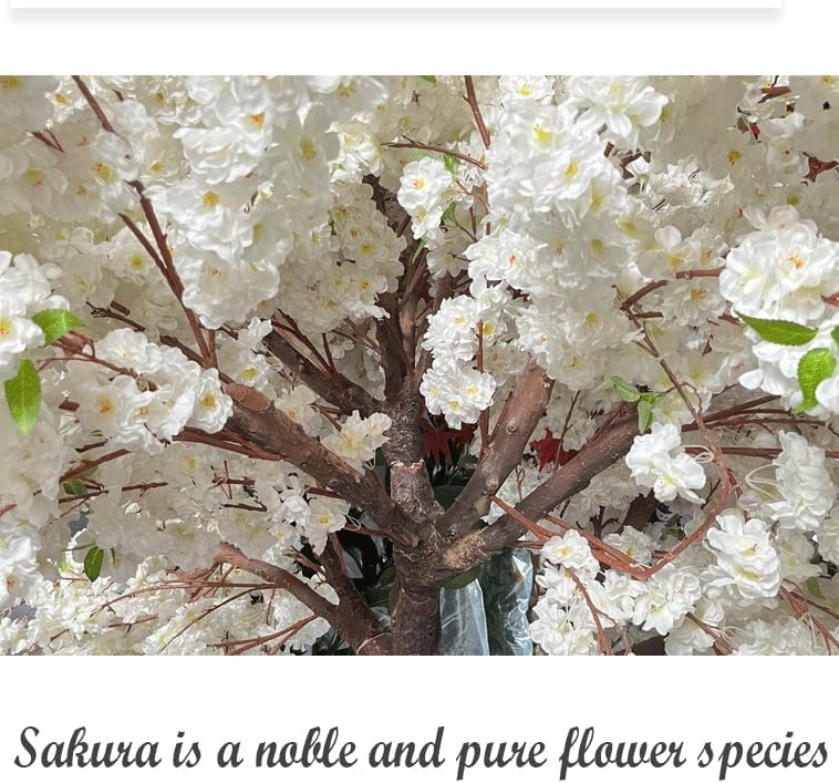 QIUPAI Simulation Cherry Tree Artificial Cherry Blossom Trees White 1mx09m