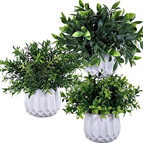 Winlyn 3 Pcs Artificial Potted Plants Set