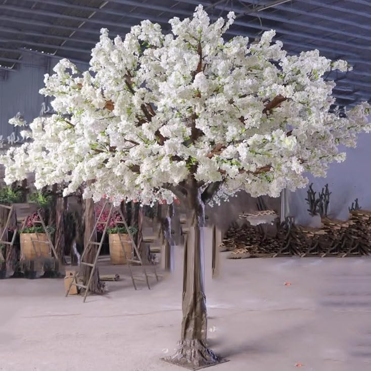 QIUPAI Simulation Cherry Tree Artificial Cherry Blossom Trees White 1mx09m