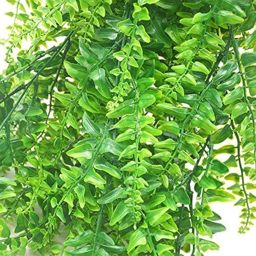 2 Pack Artificial Hanging Ferns Plants UV Resistant Green