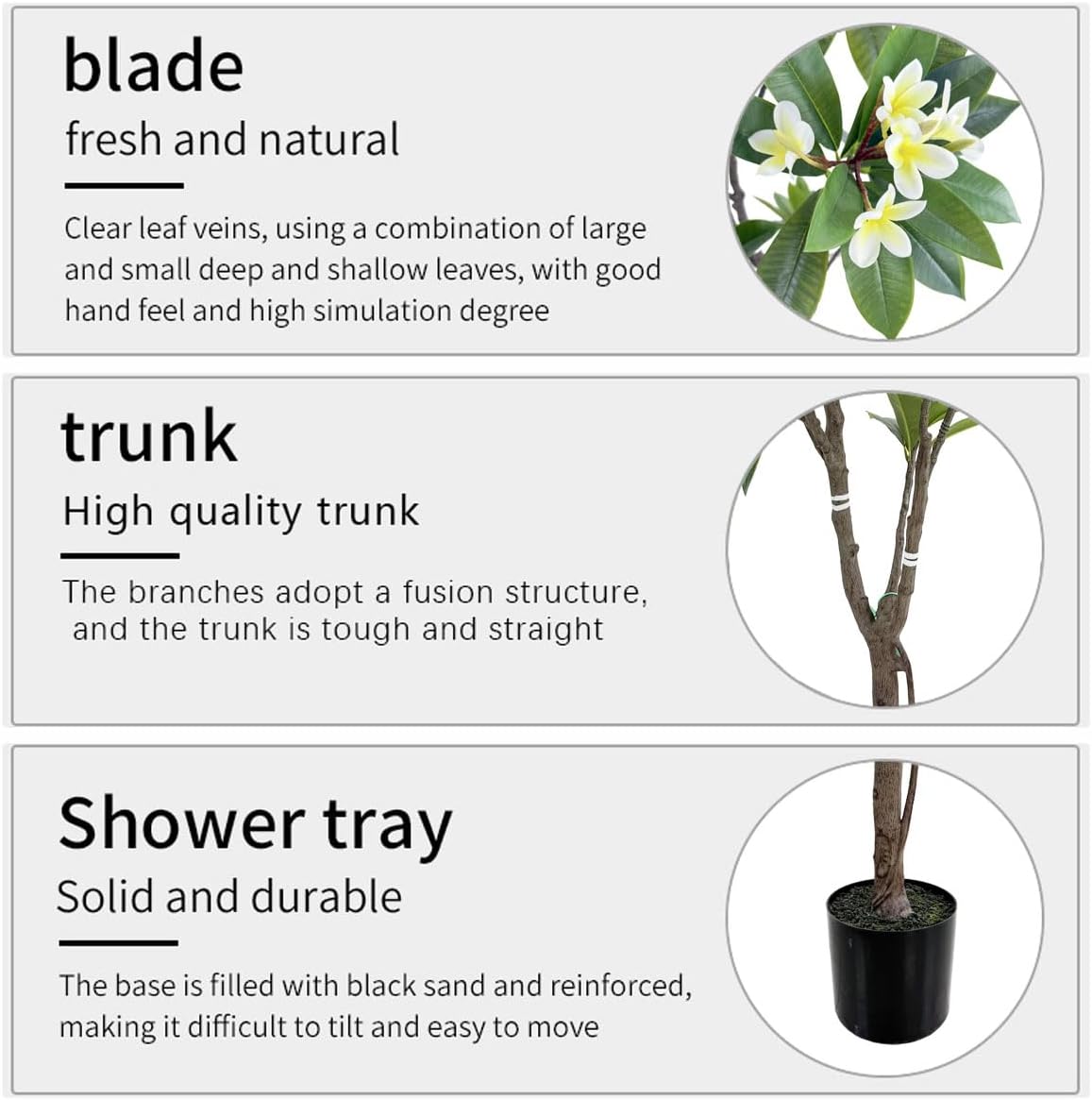 Alonfale 6FT Artificial Plumeria Tree with Concrete Base