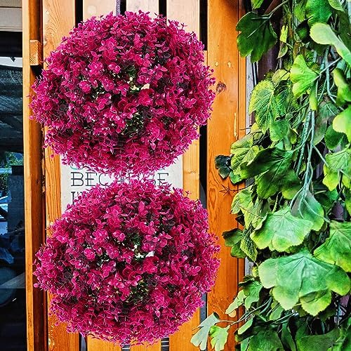 LIOOBO Artificial Topiary Balls Purple Eucalyptus Decor