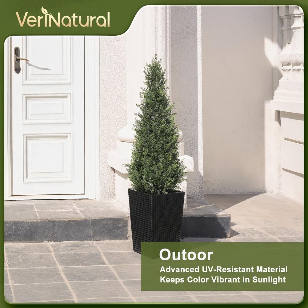 Artificial Cedar Topiary Tree with Black Planter