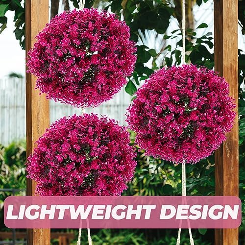 LIOOBO Artificial Topiary Balls Purple Eucalyptus Decor