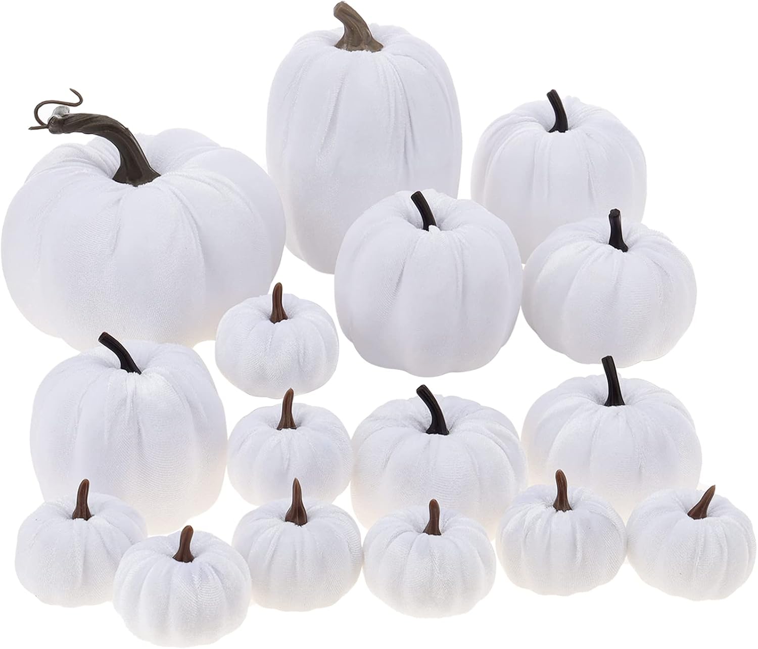 16pcs Artificial Velvet Pumpkin Set for Fall Decor