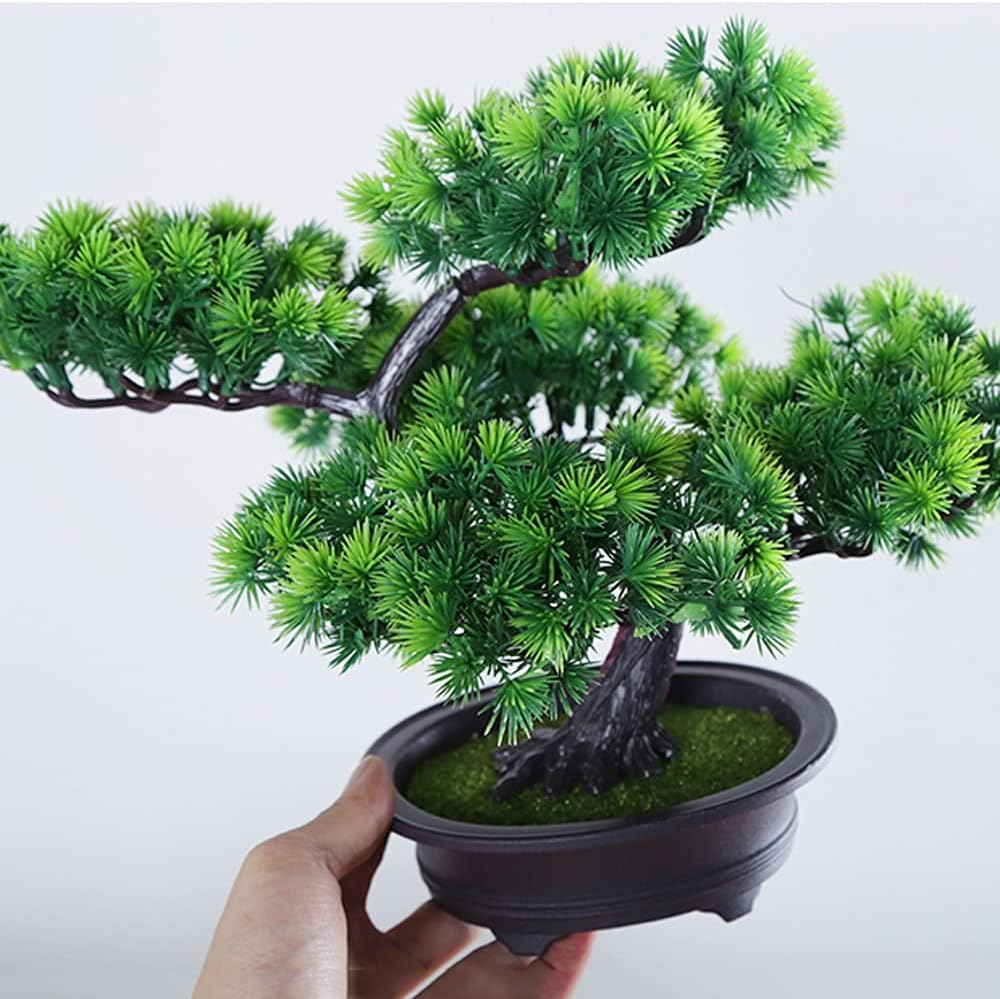 Artificial Bonsai Tree with Realistic Pine Needles and Resin Trunk