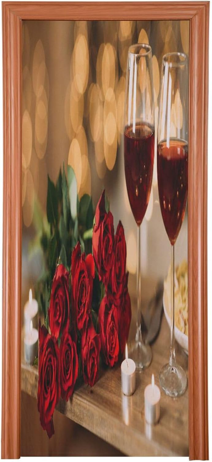 Susiyo Romantic Rose Halloween Door Cover 32x79 in