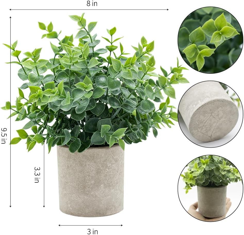 2 Pack Small Artificial Eucalyptus Plants for Home Decor